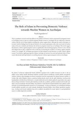 The Role of Islam in Preventing Domestic Violence Towards Muslim Women in Azerbaijan