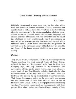 Great Tribal Diversity of Uttarakhand