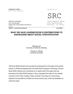 What We Have Learned:Rc28’S Contributions to Knowledge About Social Stratification*