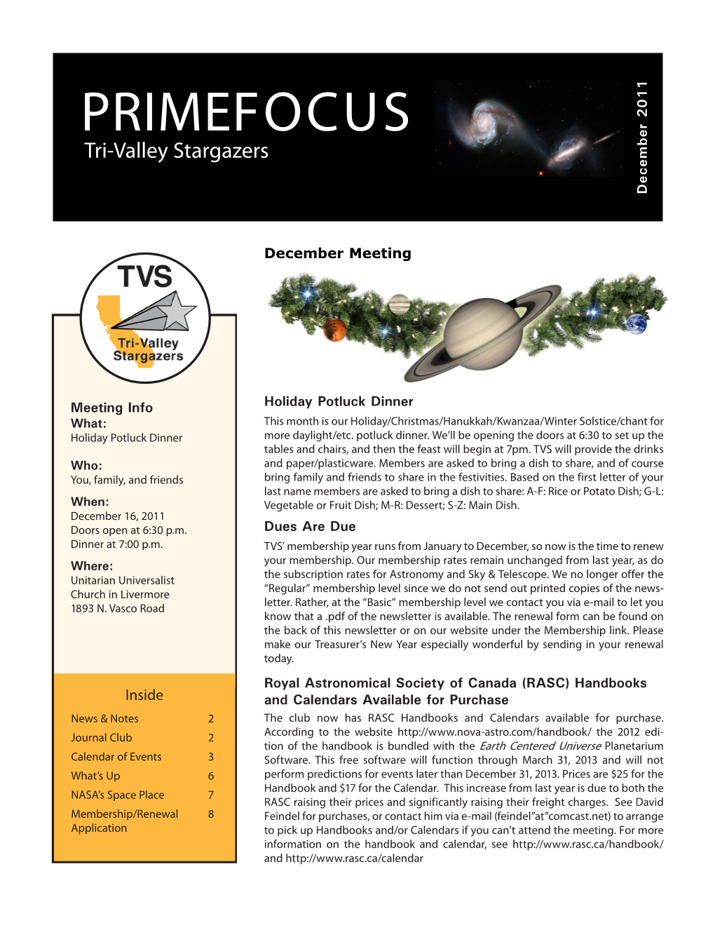 Primefocus Tri-Valley Stargazers December 2011
