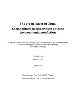 The Green Leaves of China. Sociopolitical Imaginaries in Chinese Environmental Nonfiction