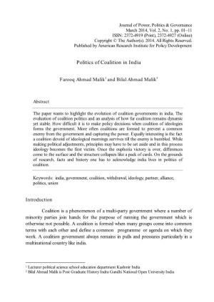 Politics of Coalition in India