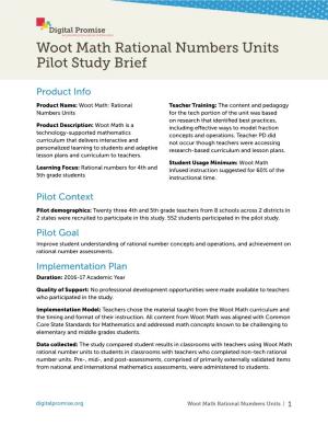 Woot Math Rational Numbers Units Pilot Study Brief