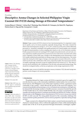 VCO) During Storage at Elevated Temperatures †