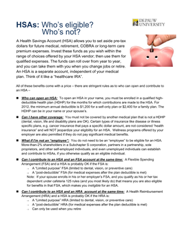 Hsas: Who's Eligible? Who's Not?