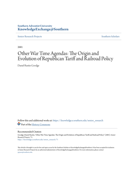 The Origin and Evolution of Republican Tariff and Railroad Policy