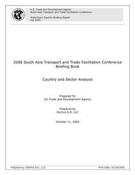 2006 South Asia Transport and Trade Facilitation Conference Briefing Book