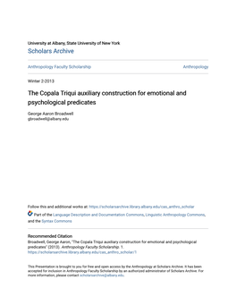 The Copala Triqui Auxiliary Construction for Emotional and Psychological Predicates