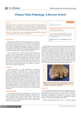 Plantar Plate Pathology: a Review Article