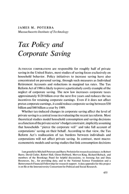 Tax Policy and Corporate Saving