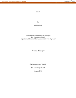 SPAIN by Caren Beilin a Dissertation Submitted to the Faculty Of