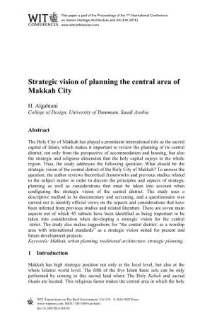Strategic Vision of Planning the Central Area of Makkah City