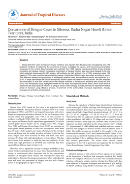 Occurrence of Dengue Cases in Silvassa, Dadra Nagar Haveli (Union Territory), India Vikram Khan1, Daolatsinh Zala1, Sandeep Sanghvi2, H.C