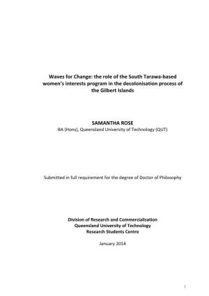 The Role of the South Tarawa-Based Women's Interests Program in The