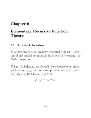 Chapter 9 Elementary Recursive Function Theory