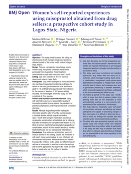 Reported Experiences Using Misoprostol Obtained from Drug Sellers: a Prospective Cohort Study in Lagos State, Nigeria