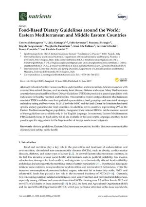 Food-Based Dietary Guidelines Around the World: Eastern Mediterranean and Middle Eastern Countries