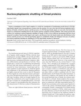 Nucleocytoplasmic Shuttling of Smad Proteins