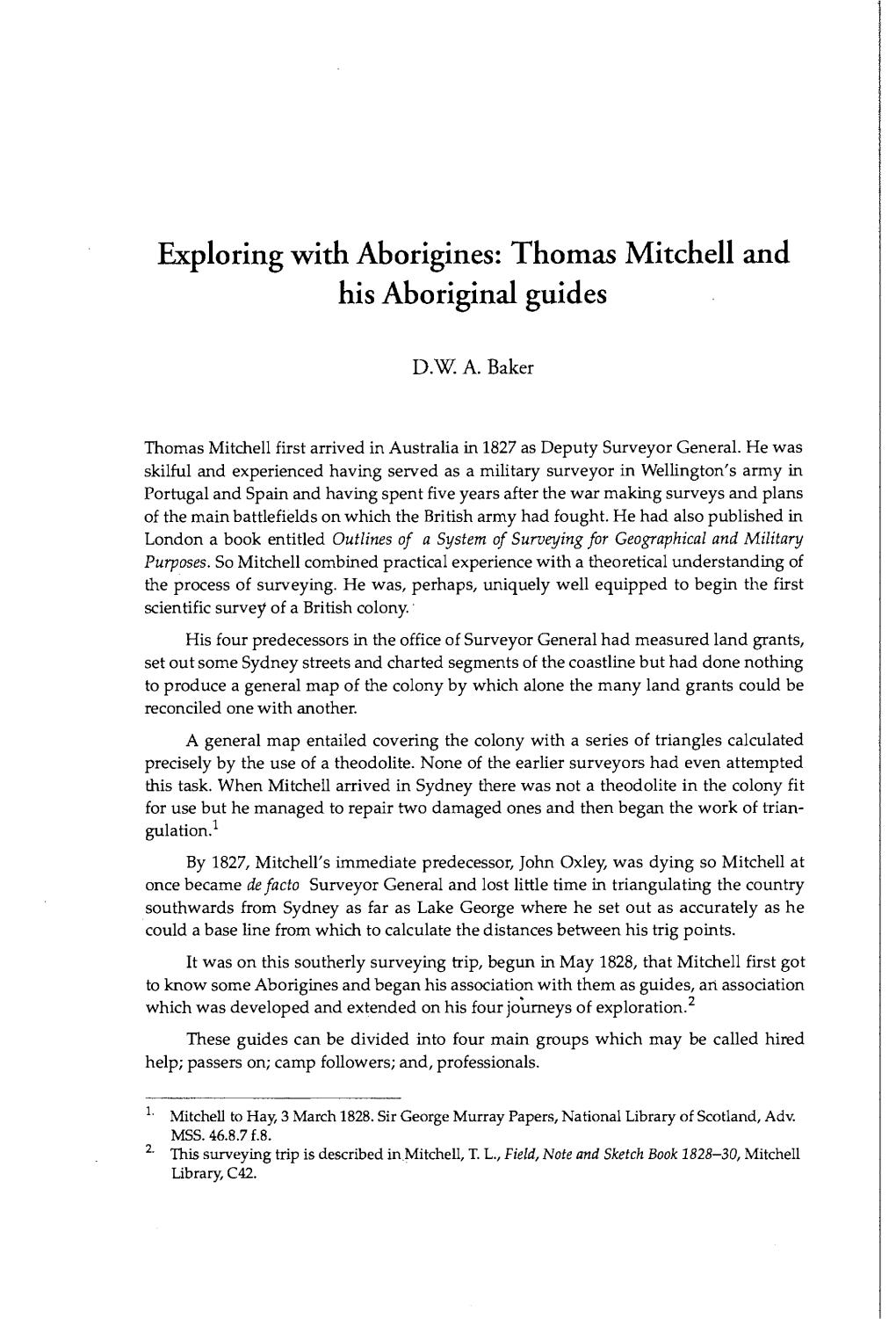 Thomas Mitchell and His Aboriginal Guides