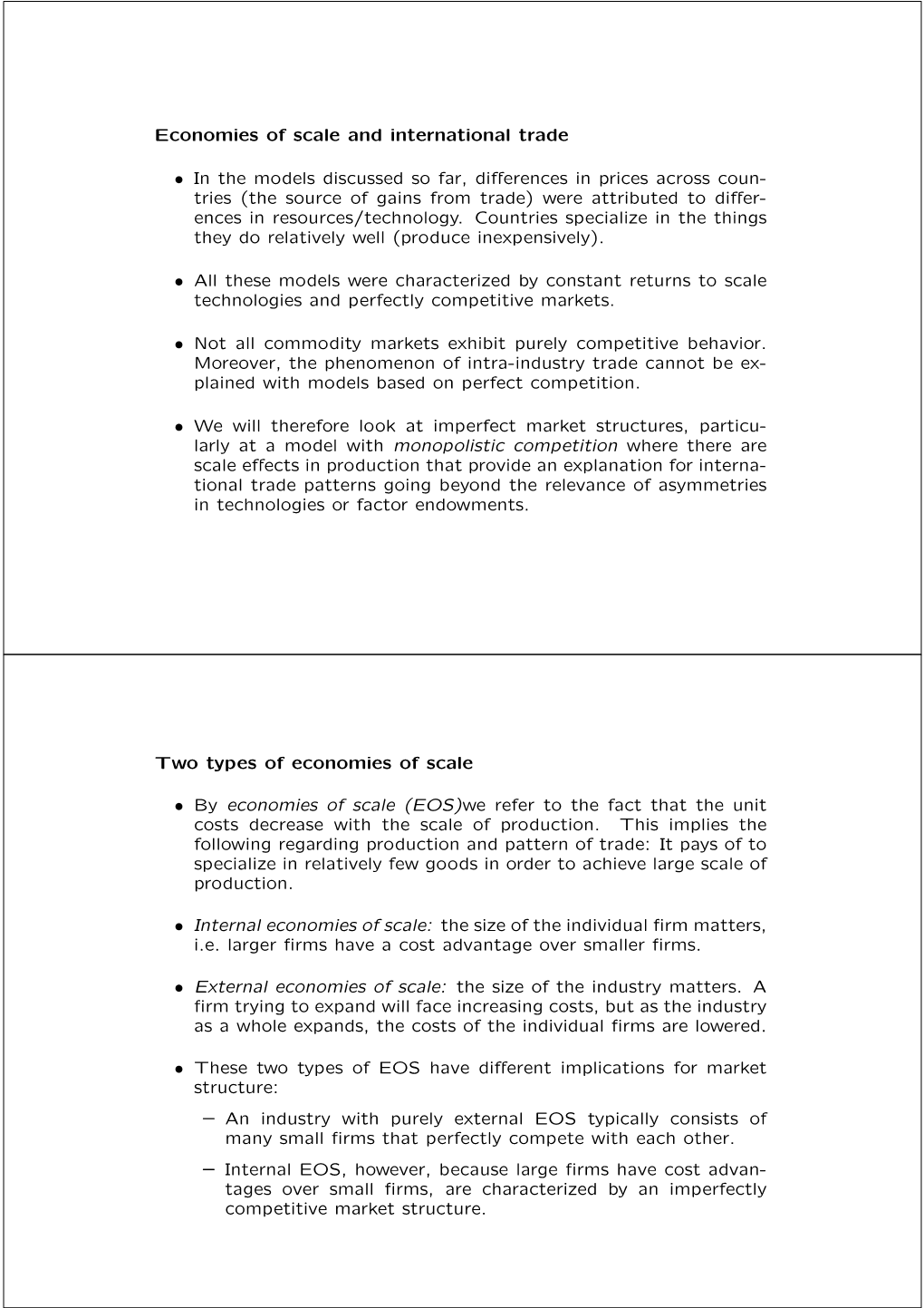 Economies of Scale and International Trade