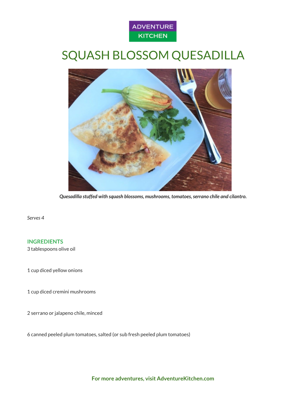 Squash Blossom Quesadilla