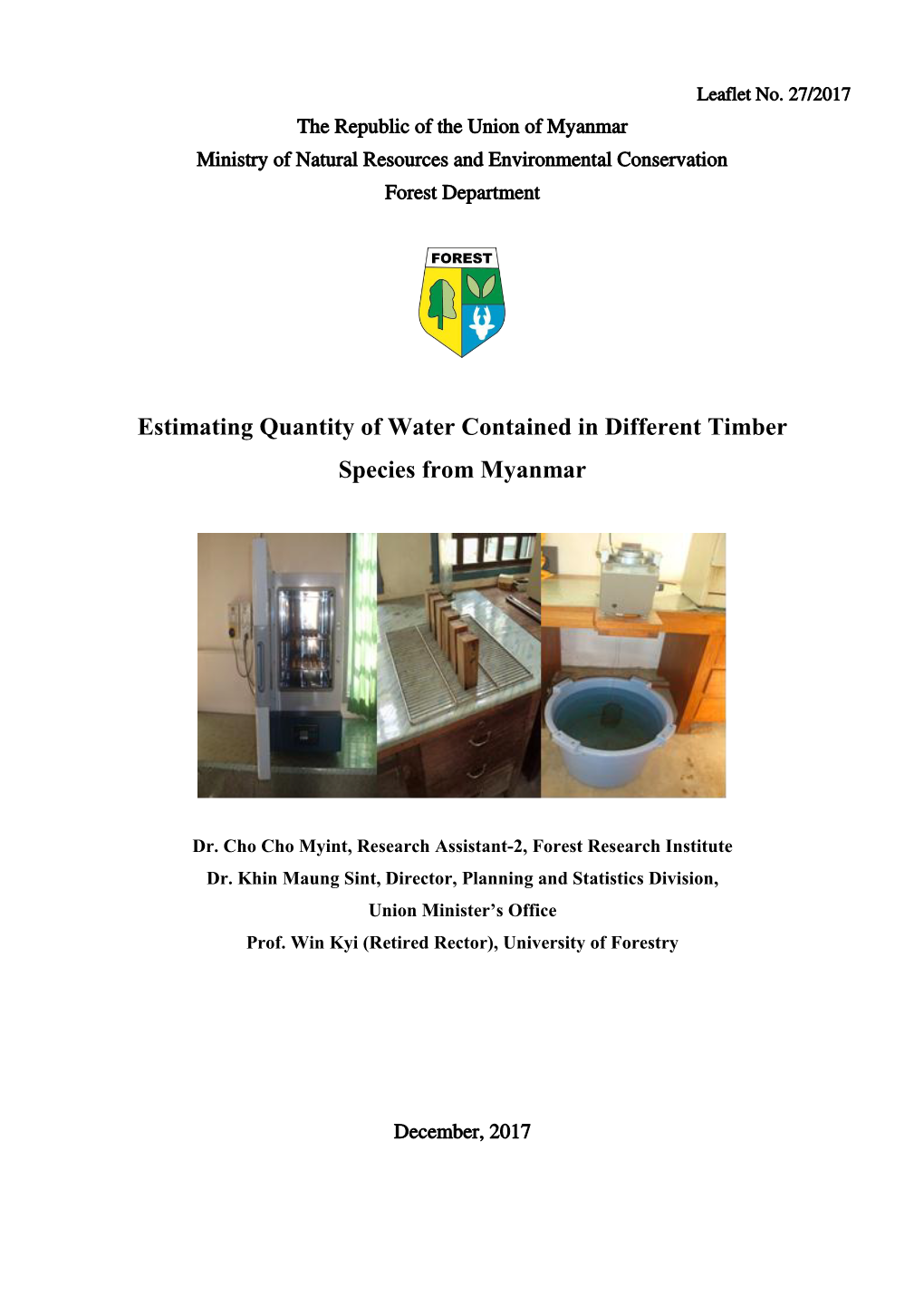 Estimating Quantity of Water Contained in Different Timber Species from Myanmar