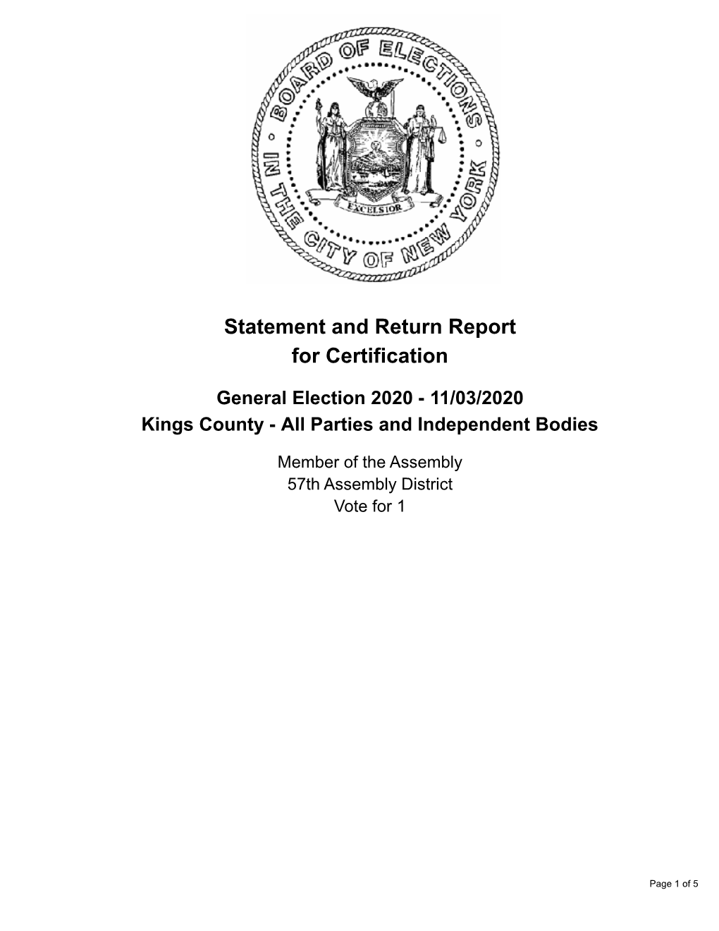 Statement and Return Report for Certification General Election 2020