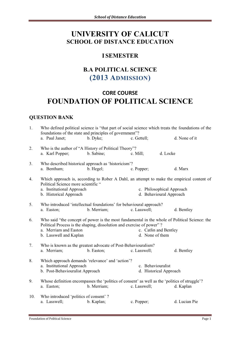 Foundation of Political Science