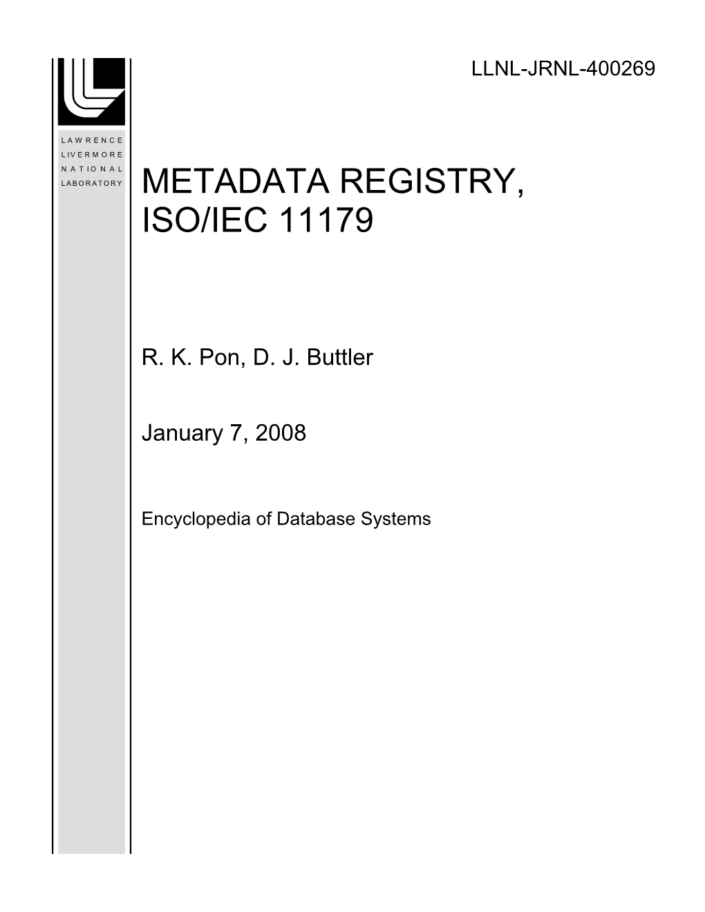 Metadata Registry, Iso/Iec 11179