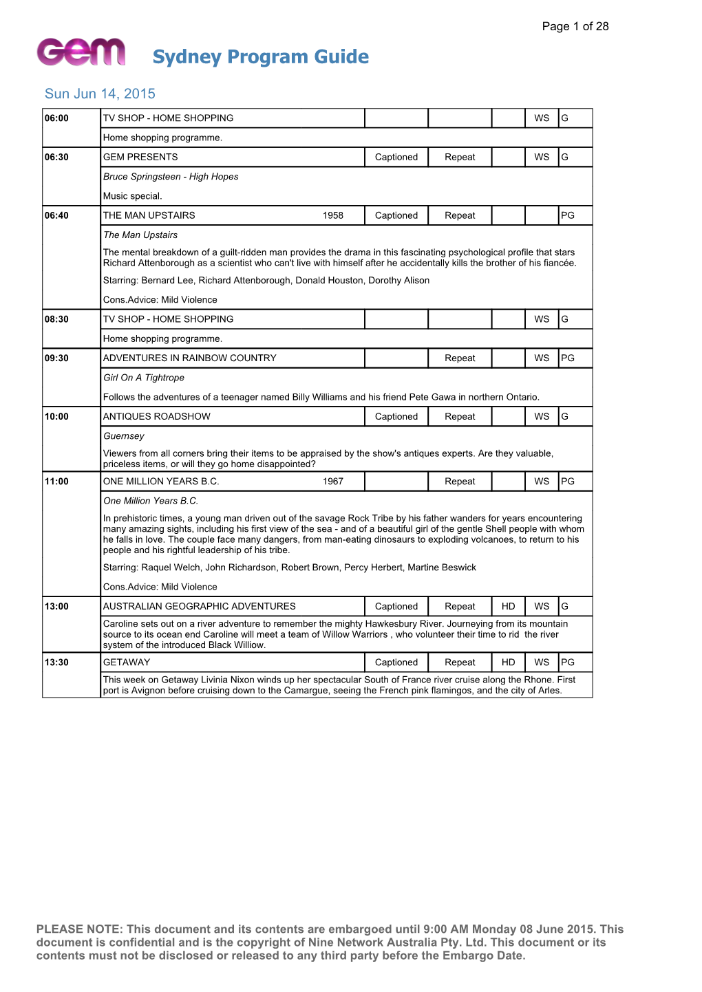 Sydney Program Guide