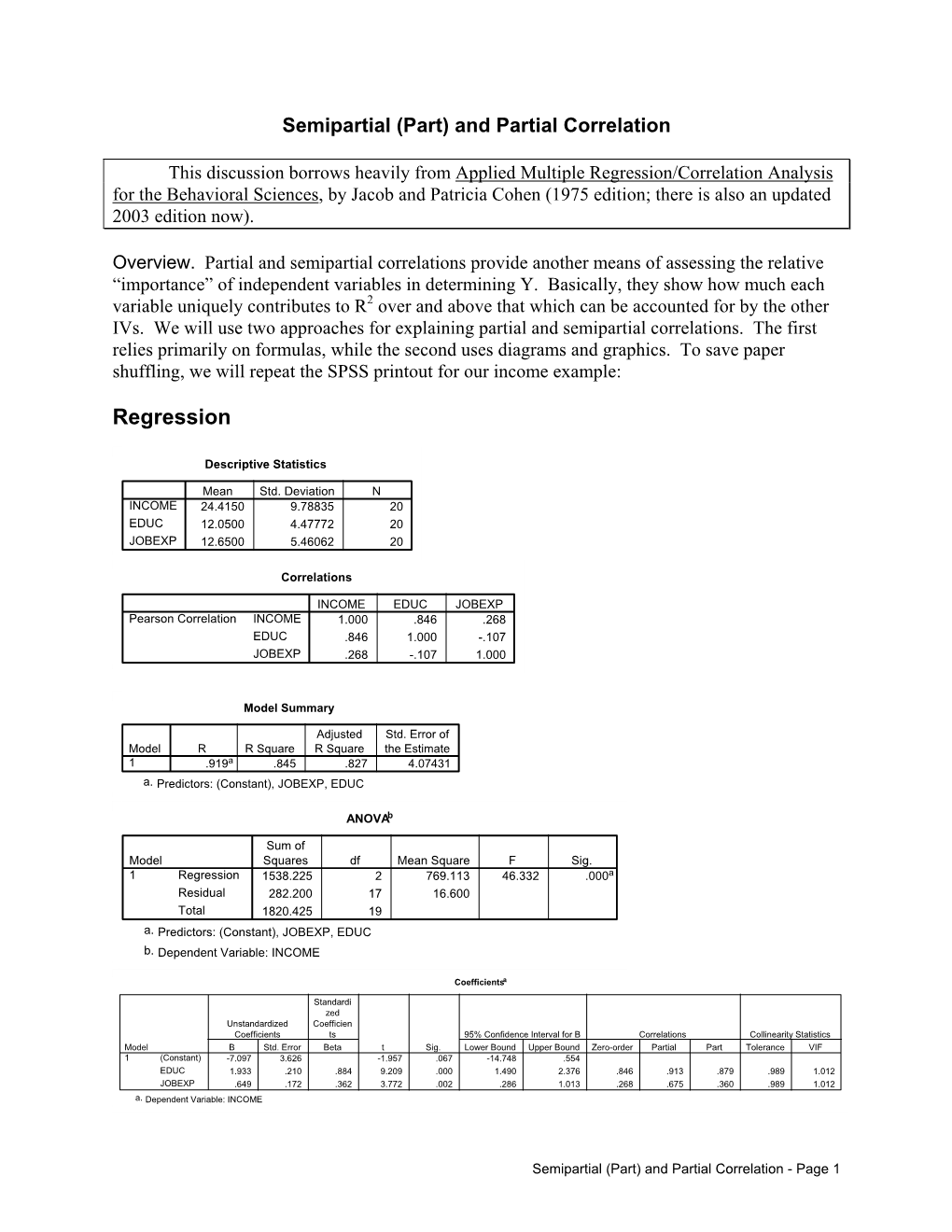 Semipartial (Part) and Partial Correlation