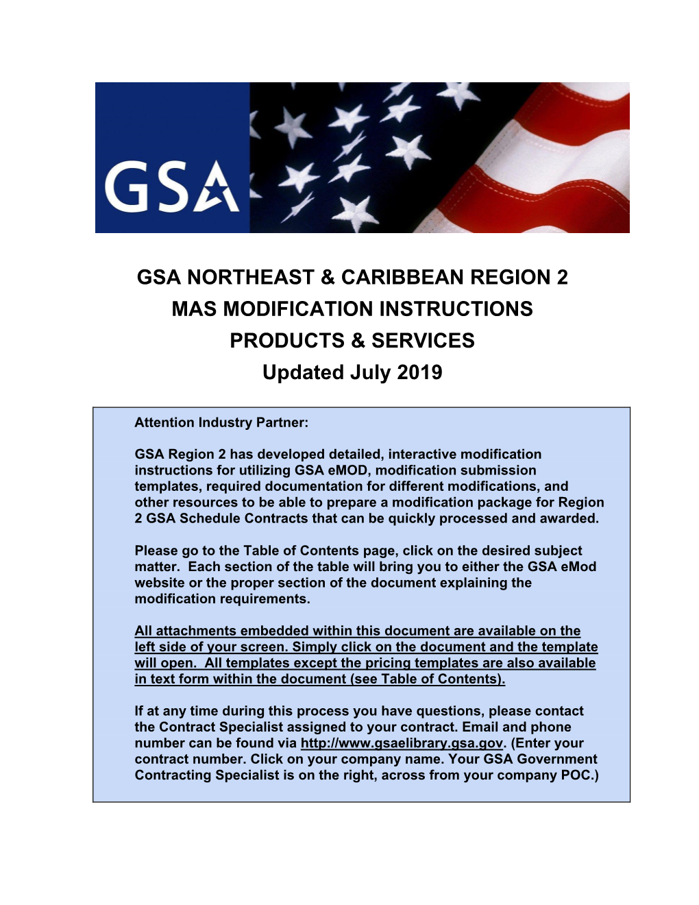 MAS MODIFICATION INSTRUCTIONS PRODUCTS & SERVICES Updated July 2019