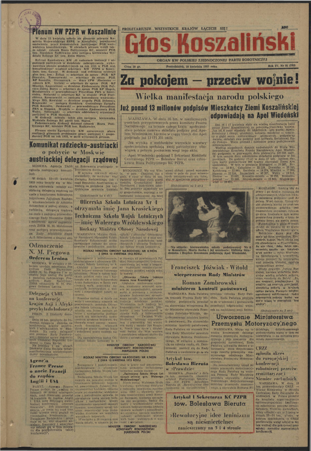 Głos Koszaliński. 1955, Kwiecień, Nr 91