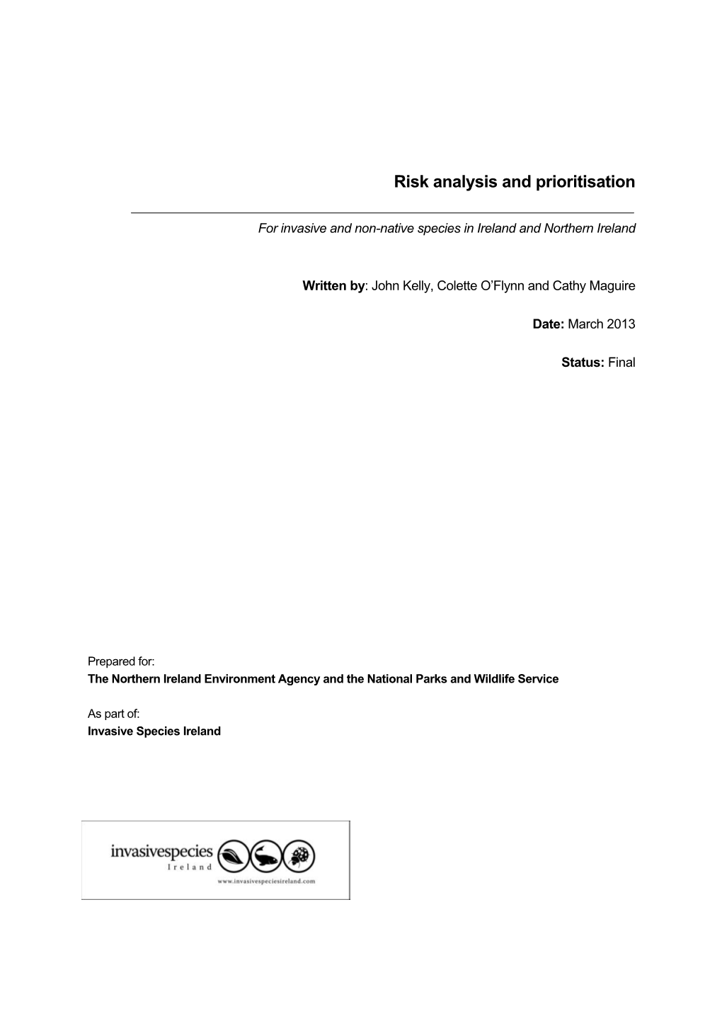 Risk Analysis and Prioritisation