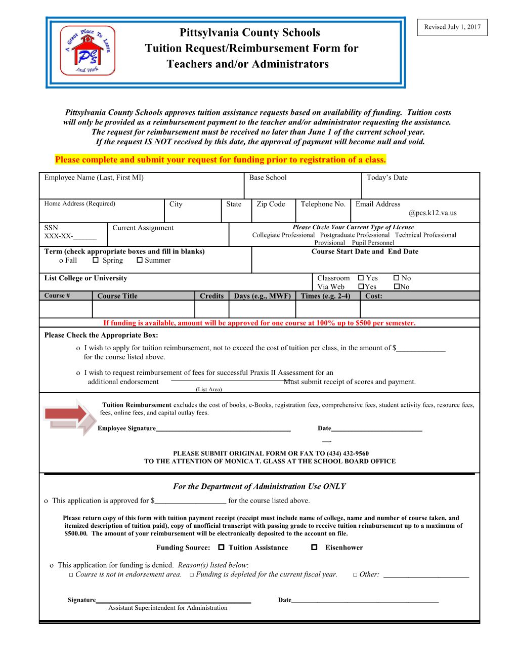 Tuition Reimbursement Request Form s1