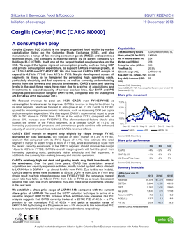 Cargills (Ceylon) PLC (CARG.N0000)