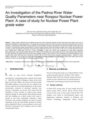 A Case of Study for Nuclear Power Plant Grade Water