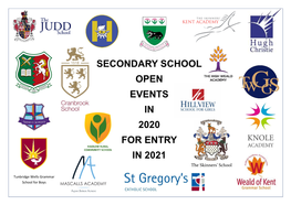 SECONDARY SCHOOL OPEN EVENTS in 2020 for ENTRY in 2021 the Skinners’ School