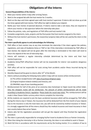 Obligations of the Interns General Responsibilities of the Interns: 1