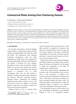 Commercial Risks Arising from Chartering Vessels