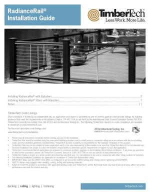 Timbertech Radiancerail Install Guide Baluster Section