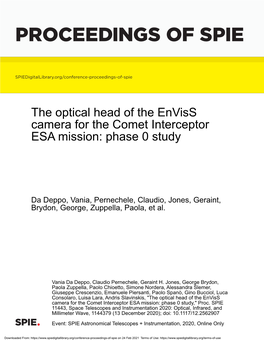 The Optical Head of the Enviss Camera for the Comet Interceptor ESA Mission: Phase 0 Study