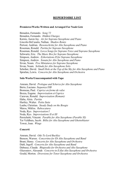 Repertoire List
