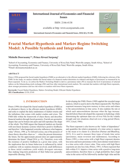 Fractal Market Hypothesis and Markov Regime Switching Model: a Possible Synthesis and Integration
