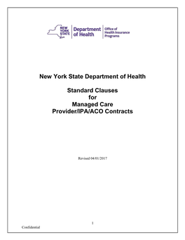 New York State Department of Health Standard Clauses for Managed