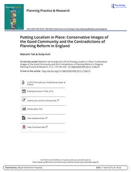 Putting Localism in Place: Conservative Images of the Good Community and the Contradictions of Planning Reform in England