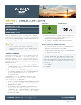 Port Dover and Nanticoke Wind Factsheet