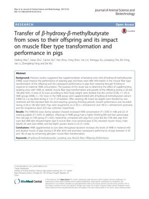 Transfer of Β-Hydroxy-Β-Methylbutyrate from Sows to Their
