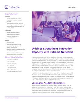 Unisinos Strengthens Innovation Capacity with Extreme Networks