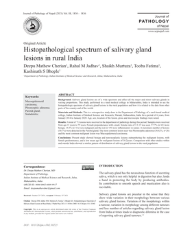 Histopathological Spectrum of Salivary Gland Lesions in Rural India